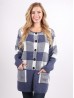 Plaid Knit Sweater Jacket W/ Buttons and Pockets